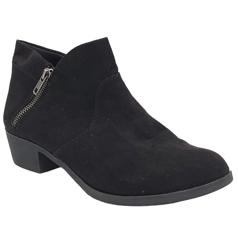 Sun + Stone Women Low Heel Ankle Booties Abby Size US 6.5M Black Microsuede
